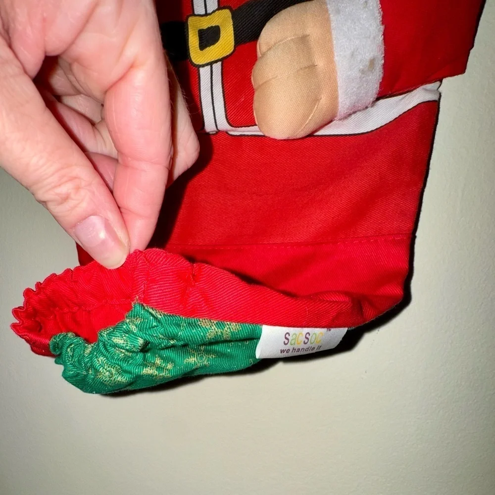 Vintage Festive Santa Claus Hanging Plastic Bag Holder Dispenser